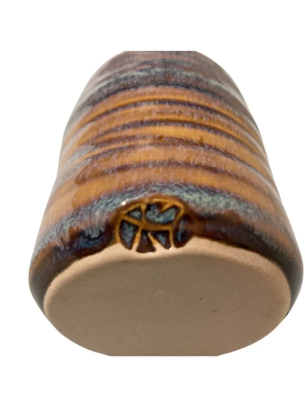 Signed Studio Art Pottery Blue And Purple Small Bud Vase